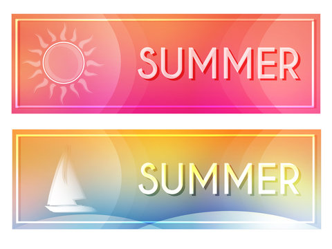 summer with sun and boat banners