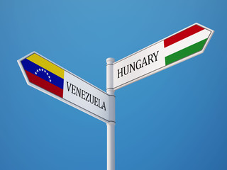Venezuela Hungary  Sign Flags Concept