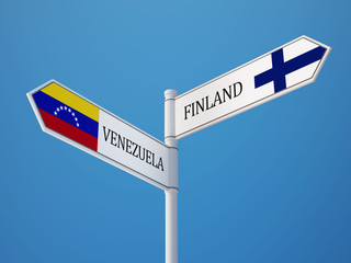 Venezuela Finland  Sign Flags Concept