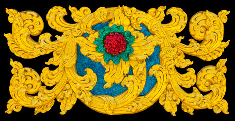 Isolates stucco art crafts of Thailand beautiful golden exotic