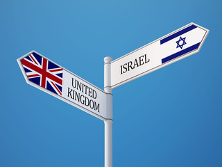 United Kingdom Israel  Sign Flags Concept