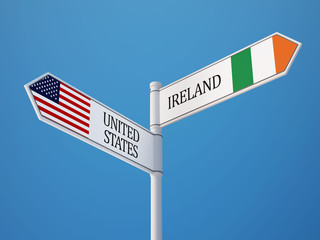 United States Ireland  Sign Flags Concept