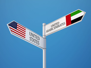United States United Arab Emirates.  Sign Flags Concept