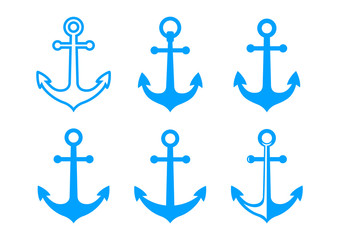 Blue anchor icons on white background © Anthonycz