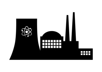 Nuclear power station on white background