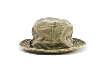 Green bucket hat isolated on a white background
