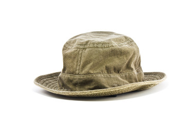 Green bucket hat isolated on a white background