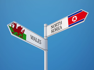 Wales North Korea  Sign Flags Concept