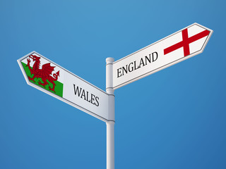 Wales England  Sign Flags Concept