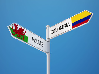 Wales Colombia  Sign Flags Concept