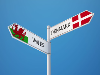 Wales Denmark  Sign Flags Concept