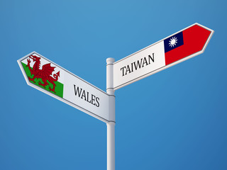 Wales Taiwan  Sign Flags Concept