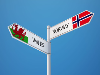 Norway Wales  Sign Flags Concept