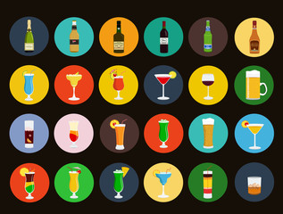Alcohol drinks icon set