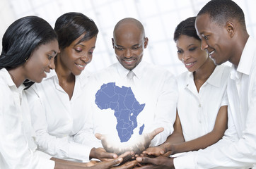 African business team with map of africa - 66671057