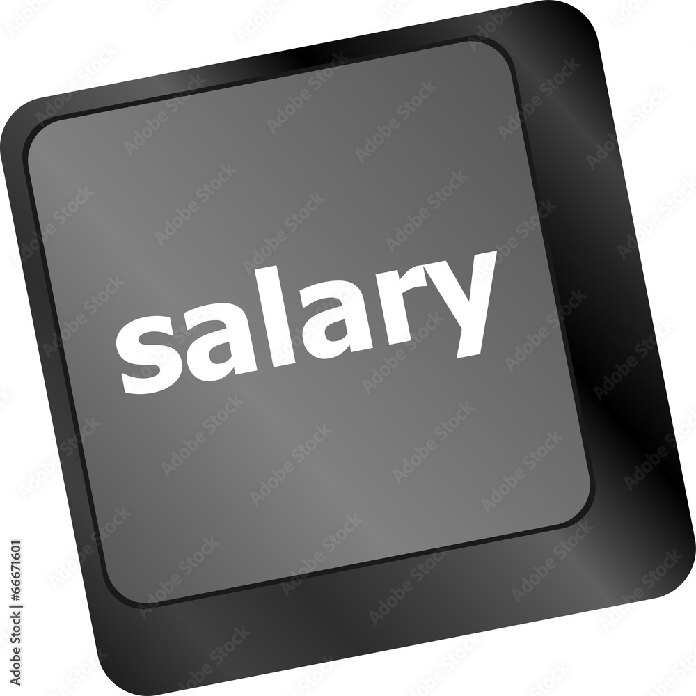 Poster computer keyboard keys with salary button