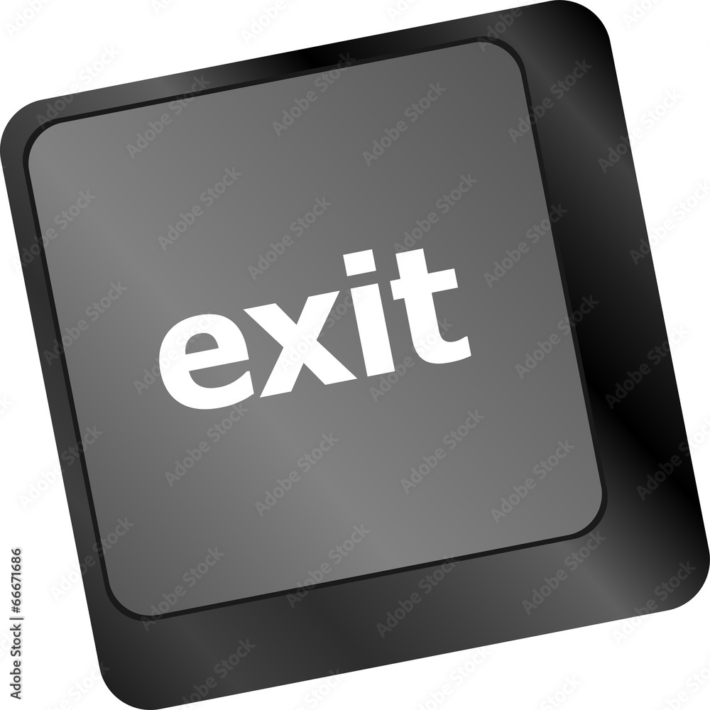 Poster computer keyboard keys with exit button