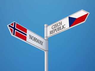 Norway Czech Republic  Sign Flags Concept