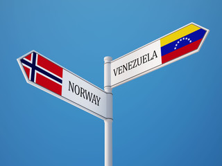 Norway Venezuela  Sign Flags Concept