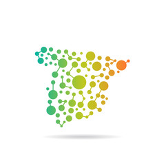 Naklejka premium Spain dot and lines map image. Concept of networking