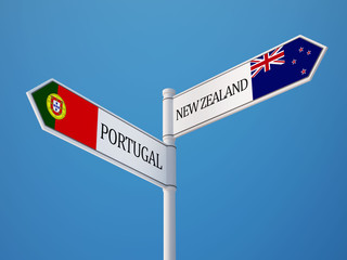 Portugal New Zealand  Sign Flags Concept