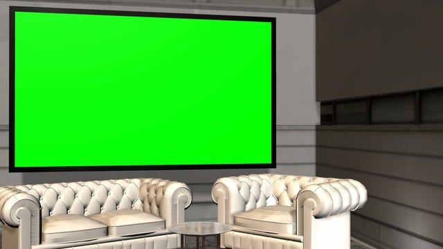 Virtual Studio Background with Green Screen wall