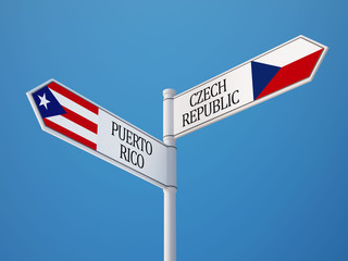 Puerto Rico Czech Republic  Sign Flags Concept