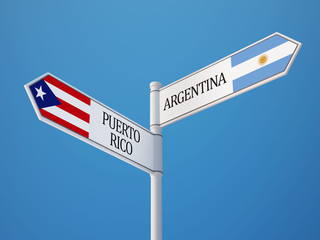 Puerto Rico Argentina  Sign Flags Concept