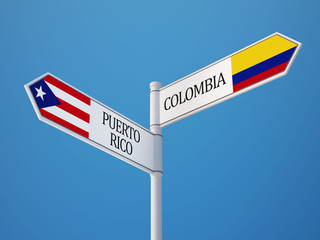 Puerto Rico Colombia  Sign Flags Concept