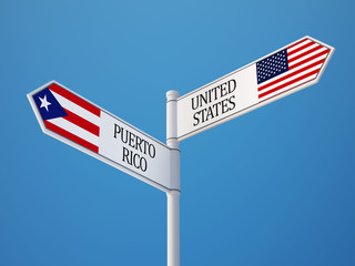 Puerto Rico United States  Sign Flags Concept