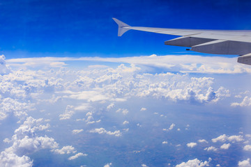 Fototapeta na wymiar Wing of an airplane