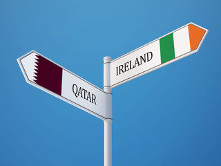 Qatar Ireland  Sign Flags Concept