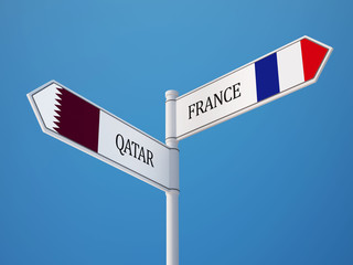 Qatar France  Sign Flags Concept