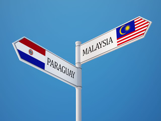 Paraguay Malaysia  Sign Flags Concept