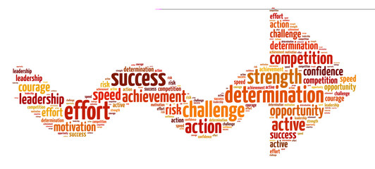 Words illustration of concept of success over white background