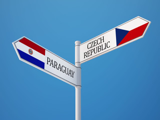 Paraguay Czech Republic  Sign Flags Concept