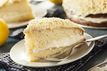 Homemade Lemon Cake with Cream Frosting
