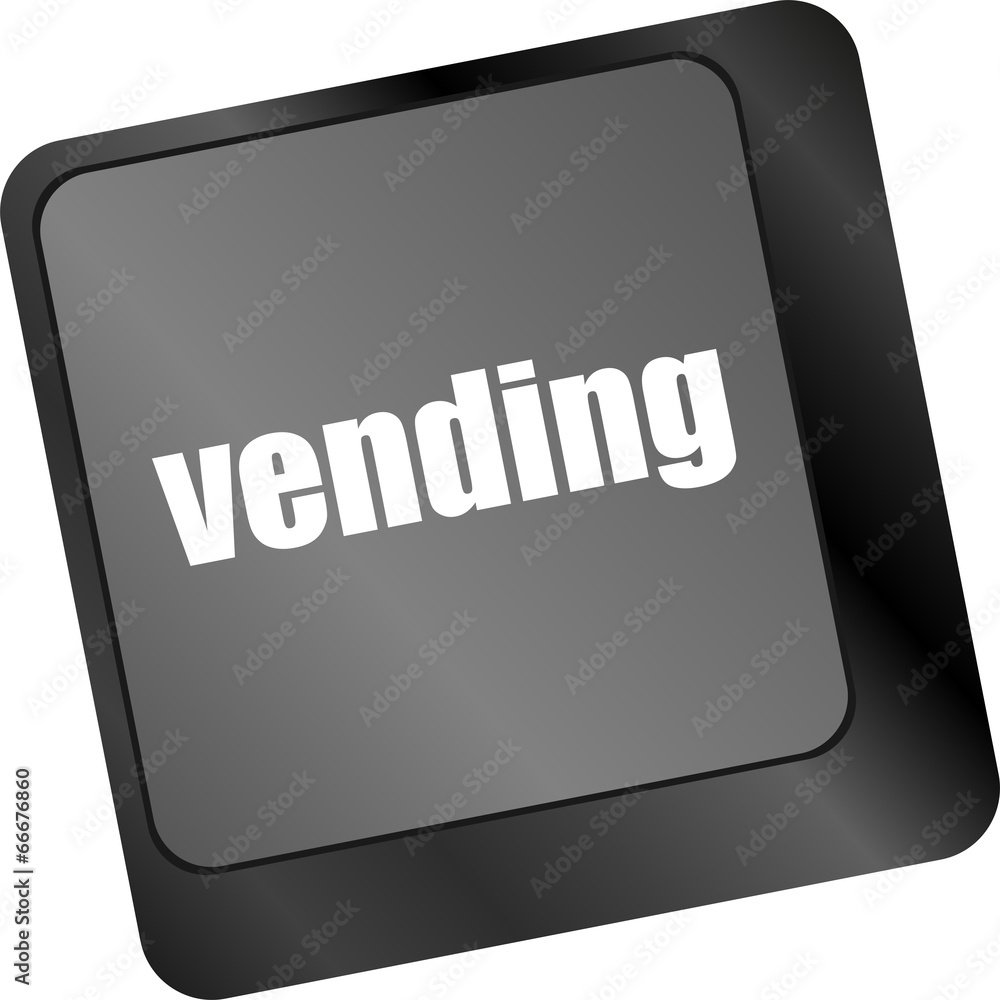 Poster keyboard keys with vending button, business