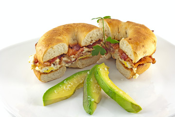 Bacon & Egg Bagel With Sliced Avocado