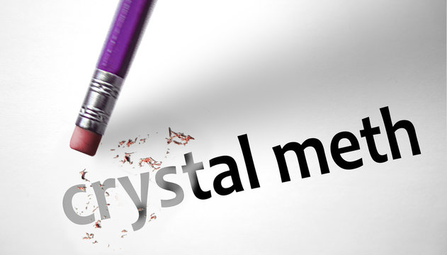 Eraser deleting the word Crystal Meth
