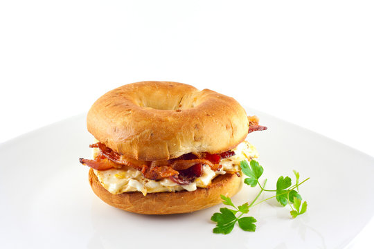 Bacon & Egg Sandwich On An Onion Bagel