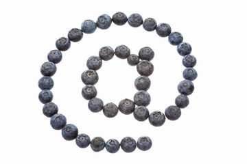 At sign made from blueberries
