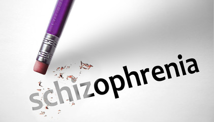 Eraser deleting the word Schizophrenia