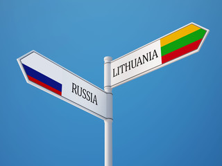 Lithuania Russia  Sign Flags Concept