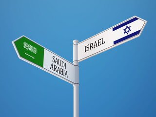 Saudi Arabia Israel  Sign Flags Concept