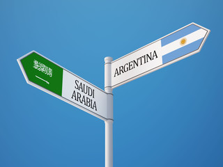 Saudi Arabia Argentina  Sign Flags Concept