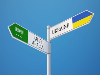 Saudi Arabia Ukraine  Sign Flags Concept