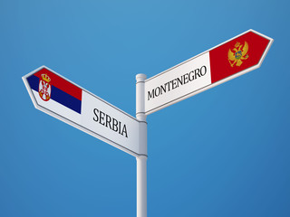 South Africa Montenegro.   Sign Flags Concept