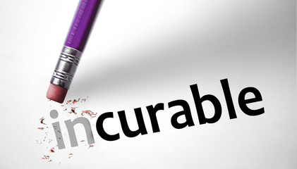 Eraser changing the word Incurable for Curable