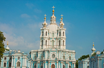 Fototapeta na wymiar Smolny Cathedral in St Petersburg